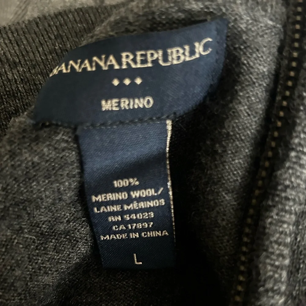 Banana Republic Men’s Large Dark Gray Wool Quarter-Zip Sweater 100% Wool